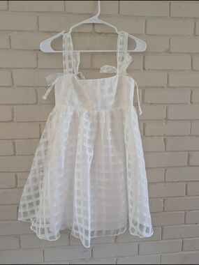 Amanda Uprichard XS Russo White Gingham Bow Tie Shoulder Mini Dress